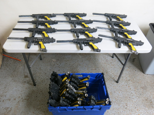 30 x Tippmann FT-12 Lite Paintball Markers, 17 x Valken Hoppers & 11 x Proto Air Cylinders (Require Filling). (Condition As Viewed).