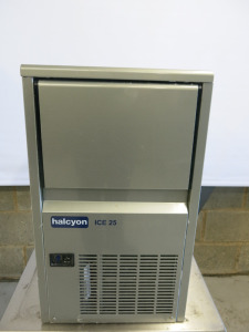 Halycon Ice Machine, Model ICE 25A, S/N 18505245. Size H59 x W35 x D47cm.