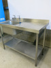 Stainless Steel Single Bowl Sink Lever Taps & Shelf Under. Size H90 x W120 x D80cm. - 4
