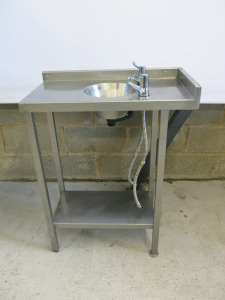 Stainless Steel Wash Hand Basin with Lever Taps. Size H90 x W70 x D37cm.