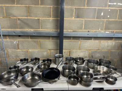 24 x Assorted Size Sauce Pans & 2 x Frying Pan.