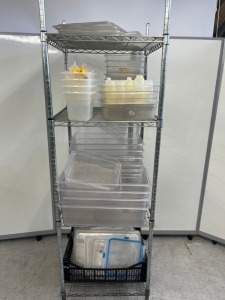 32 x Assorted Sized GN Plastic Containers & 30 x Assorted Sized Lids.