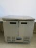 Polar Stainless Steel Double Door Counter Fridge, Model U636, S/N 6201958. Size H88 x W90 x D70cm.