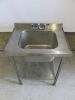 Stainless Steel Single Bowl Sink Swan Neck Tap & Shelf Under. Size H90 x W75 x D60cm. - 2