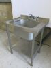 Stainless Steel Single Bowl Sink Swan Neck Tap & Shelf Under. Size H90 x W75 x D60cm. - 5