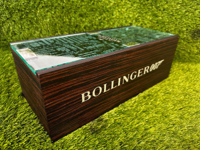 007 Edition Bollinger's Millesime 2011 Champagne Presentation Case with Soft Opening Glass Lid.
