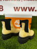 Pair of Timberland Everleigh Chelsea Light Yellow Nuback Boots, Size 3.5. Comes in Box. NOTE: worn in good condition. - 3