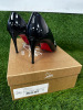 Pair of Christian Louboutin Iriza 85 Black Patent High Heel Shoes, Size 35. Comes in Box with Dust Covers & Spare Heel Tips. NOTE: worn in good condition. - 5