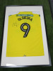 Norwich City FC, Signed Home Shirt 'Nelson Oliveira' 2017/2018 Season (No Certificate of Authenticity). Comes in Frame Size 94 x 64cm, Mounted with Perspex.