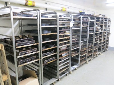 10 x Assorted Rack Trolley's with Large Quantity of Assorted Bread, Loaf & Baking Tins (As Viewed).