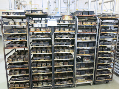 5 x Assorted Rack Trolley's with Large Quantity of Assorted Bread, Loaf & Baking Tins (As Viewed).