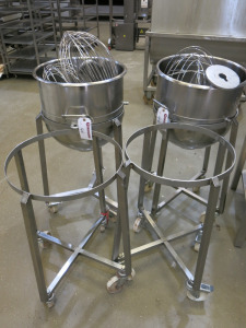 2 x Mixing Bowls, 4 x Trolleys, 3 x Whisks & 2 x Dough Hooks. NOTE: to suit lots 43, 44 & 45.