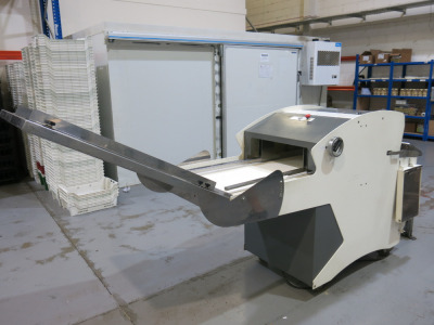 Jac Auto 40 Blade Bread 12mm Slicer, Model JAC FULL 05, Machine Number 17895, 3 Phase, Comes with Infeed Conveyor and Manual Bagging.