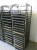 6 x Stainless Steel 18 Tier Mobile Oven Racks. Comes with 104 x Stainless Steel Trays. - 2