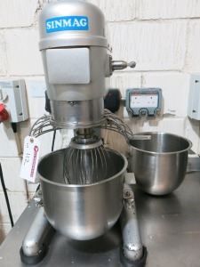 Sinmag Europe Counter Top Spiral Mixer, Model SM 100-C. Comes with 2 x Mixing Bowls, Whisk, & 2 Beater.