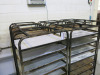 8 x Metal Mobile 10 Rack Trolleys with Back Bars. Comes with 80 Trays. Size H178 x W52 x D77cm. - 3