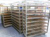 3 x Box Metal Mobile 9 Rack Wood Slatted Trolleys. Size H229 x W65 x D150cm. - 2