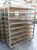 3 x Box Metal Mobile 9 Rack Wood Slatted Trolleys. Size H229 x W65 x D150cm. - 3