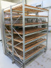 2 x Metal Mobile 7 Rack Wood Slatted Trolleys. Size H213 x W62cm x D155cm
