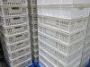 5 x Alison Plastic Trolleys with 70 White Stackable Perforated Crates. Crate Size H17 x W75 x D45cm. - 2