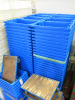 80 x Alison Perforated Blue Stackable Crates with 2 x Set of Wheels. Size H20 x W60 x D39cm. - 2