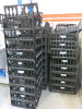 66 x Black Stackable Bakery Trays. Size H18 x W66 x D55cm.