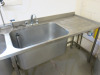 Stainless Steel Triple Sink Unit with 2 x Deep Sink Units with Swan Neck Taps & Pre Rinse Tap on Flex Hose, Small Hand Sink & R/H Drainer. Size H88 x W260 x D70cm. - 3