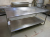 Stainless Steel Prep Table with Shelf Under. Size H85 x W192 x D85cm.