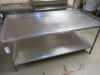 Stainless Steel Prep Table with Shelf Under. Size H85 x W192 x D85cm. - 2