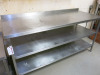 Stainless Steel Prep Table with 2 Shelves Under. Size H90 x W185 x D70cm.