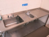 Stainless Steel Deep Sink & 1/2 with Shelf Under with Swan & Lever Taps. Size H90 x W225 x D70cm. - 2