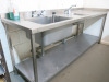 Stainless Steel Deep Sink & 1/2 with Shelf Under with Swan & Lever Taps. Size H90 x W225 x D70cm. - 3