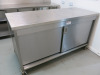 Stainless Steel Mobile 2 Sliding Door Cabinet with Shelf. Size H92 x W170 x D70cm.