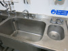 Stainless Steel Triple Sink Unit with 2 x Deep Sink Units with Swan Neck Taps & Pre Rinse Tap on Flex Hose, Small Hand Sink & L/H Drainer. Size H92 x W260 x D70cm. - 3