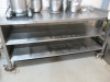 Stainless Steel Prep Table with 2 Shelves Under on Castors with Vogue Can Opener. Size H90 x W185 x D80cm.
