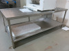 Stainless Steel Prep Table with Shelf Under. Size H70 x W180 x D85cm.