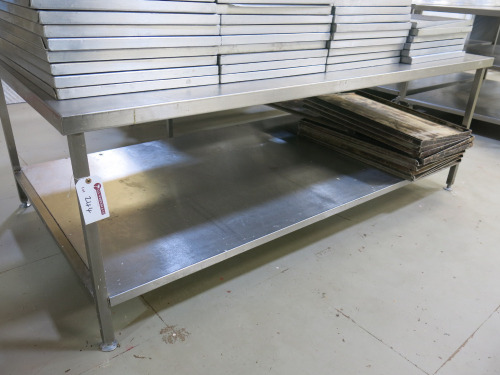 Stainless Steel Prep Table with Shelf Under. Size H70 x W200 x D110cm.