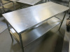 Stainless Steel Prep Table with Shelf Under. Size H88 x W160 x D70cm. - 2