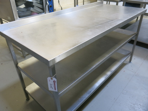 Stainless Steel Prep Table with 2 Shelves Under. Size H90 x W170 x D70cm.
