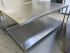 Stainless Steel Prep Table with Shelf Under on Castors. Size H90 x W180 x D110cm.
