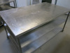 Stainless Steel Prep Table with 2 Shelves Under on Castors. Size H90 x W180 x D110cm. - 2