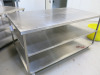 Stainless Steel Prep Table with 2 Shelves Under on Castors. Size H90 x W180 x D110cm.