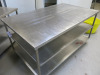 Stainless Steel Prep Table with 2 Shelves Under on Castors. Size H90 x W180 x D110cm. - 2