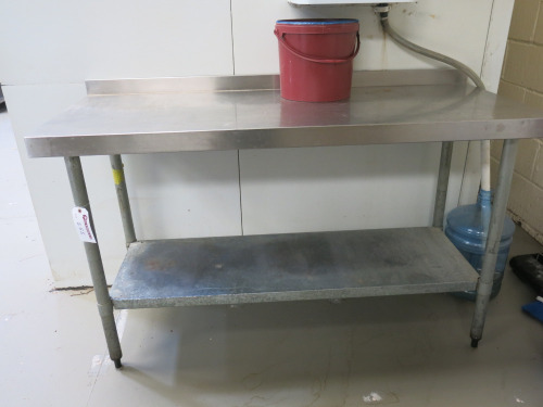 Stainless Steel Prep Table with Shelf Under. Size H90 x W150 x 60cm.