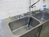 Stainless Steel Triple Sink Unit with 2 x Deep Sink Units with Swan Neck Taps & Pre Rinse Tap on Flex Hose, Small Hand Sink & L/H Drainer. Size H90 x W260 x D70cm. - 4