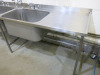 Stainless Steel Triple Sink Unit with 2 x Deep Sink Units with Swan Neck Taps & Pre Rinse Tap on Flex Hose, Small Hand Sink & R/H Drainer. Size H90 x W260 x D70cm. - 3