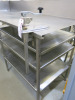 Stainless Steel Prep Table with 5 x Shelves Under & Vogue Can Opener. Size H99 x W180 x D67cm. - 2