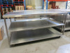 Stainless Steel Prep Table with 2 Shelves Under on Castors. Size H90 x W180 x D110cm. - 3