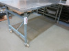 Stainless Steel L Shape Mobile Bespoke Made Table. Size H83 x W175 x W207 x D85cm. - 2