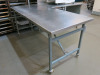 Stainless Steel L Shape Mobile Bespoke Made Table. Size H83 x W175 x W207 x D85cm. - 3